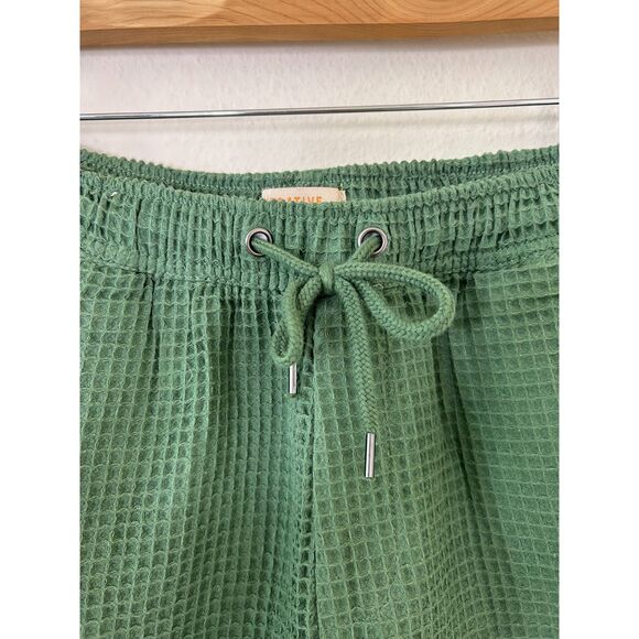 Negative Space Waffle Shorts Mens M Green Drawstring Knit Weave‎ Casual Beach - Picture 5 of 9